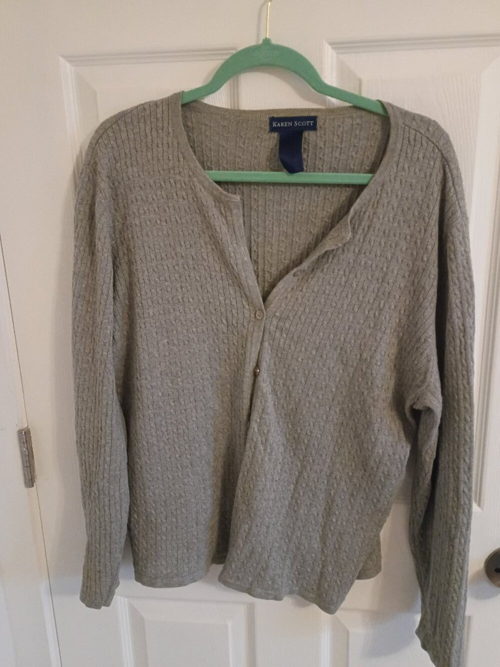 Karen Scott Grey Cardigan Sweater Size 2X